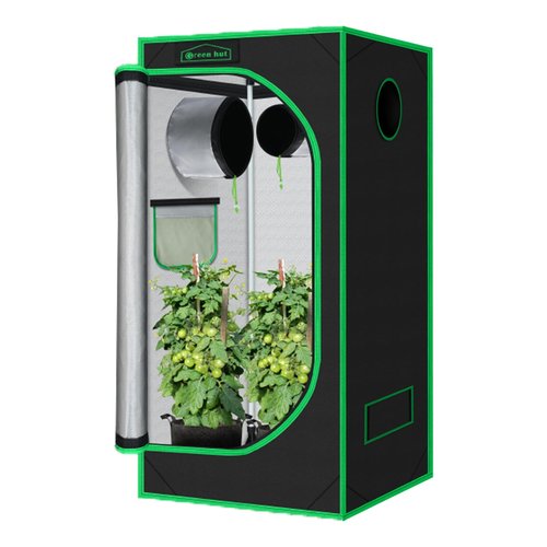 Green Hut 3x3 Grow Tent, 36"x36"x72" Growing Tent with Observation Window and Floor Tray for Hydroponics Indoor Plant Growing 3x3 Grow Room