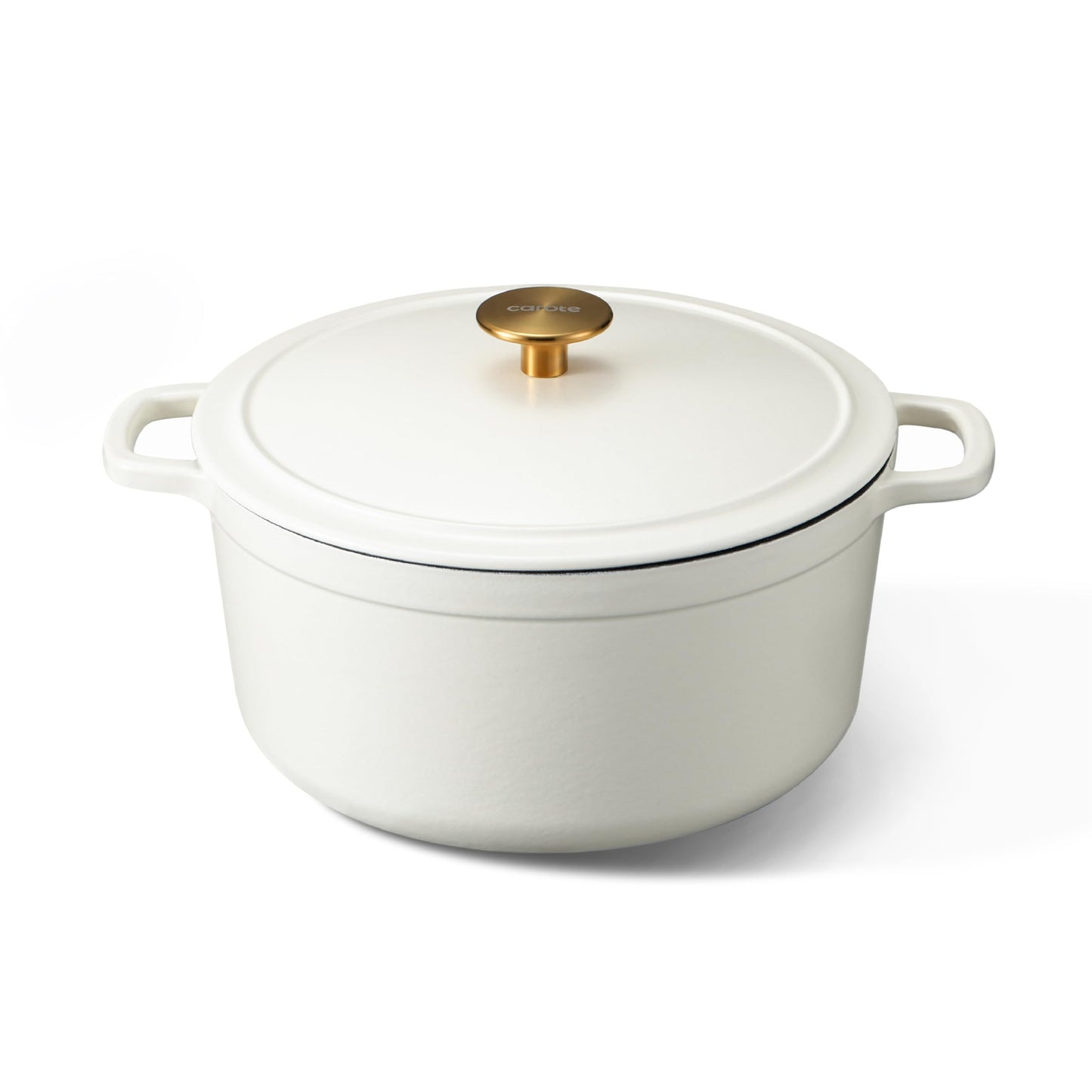 CAROTE 5QT Enameled Cast Iron Dutch Oven Pot with Lid, Cream White
