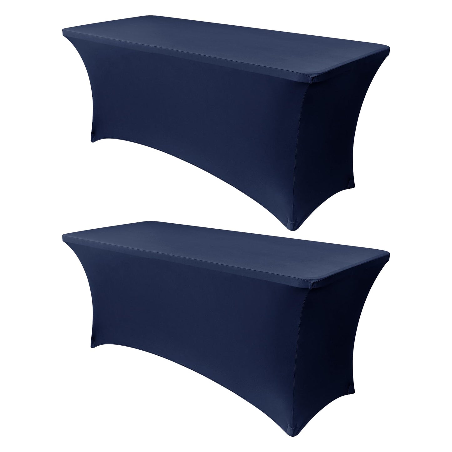 Obstal 4Ft Stretch Spandex Table Cover for Standard Folding Tables - 2 Pack Universal Rectangular Fitted Tablecloth for Party, Banquet, Events, Trade Show (Navy Blue, 48L x 24W x 30H Inches)