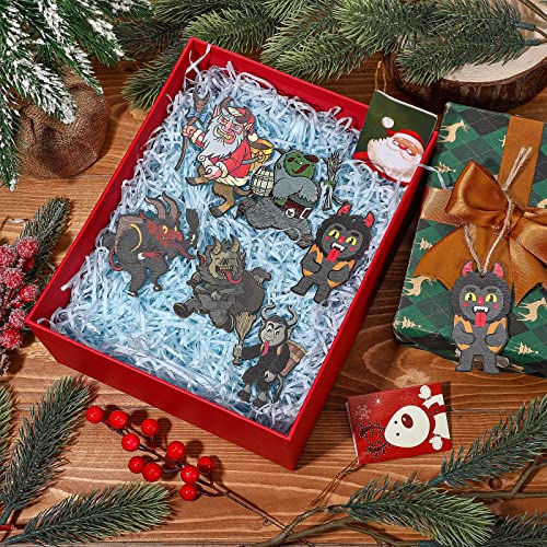 Vicenpal 12 Pack Krampus Christmas Ornaments - 6 Funny Wooden Styles, Holiday Decor (Variation: 12 / Funny Style)