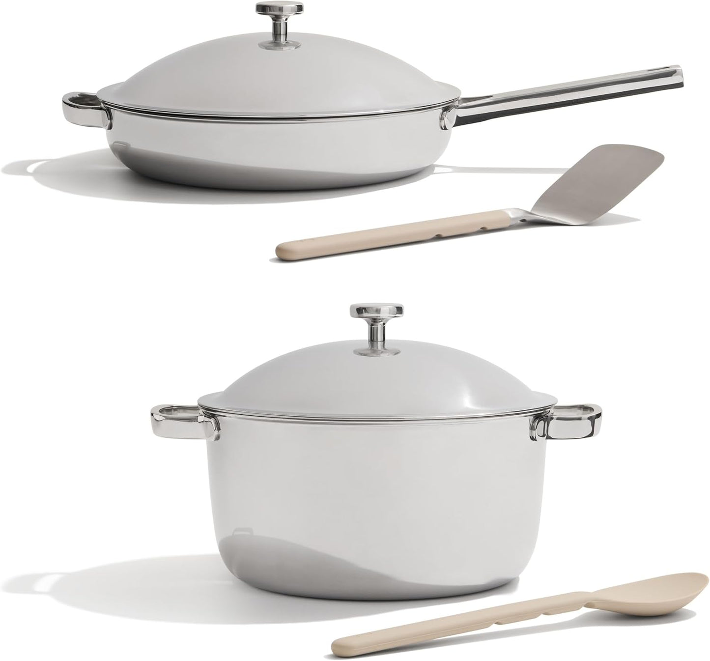 Our Place Titanium Pro Cookware Duo - Always Pan Pro & Perfect Pot Pro | Nonstick, Tri-Ply Titanium & Stainless Steel | Oven Safe Up to 1000°F | Chrome Finish