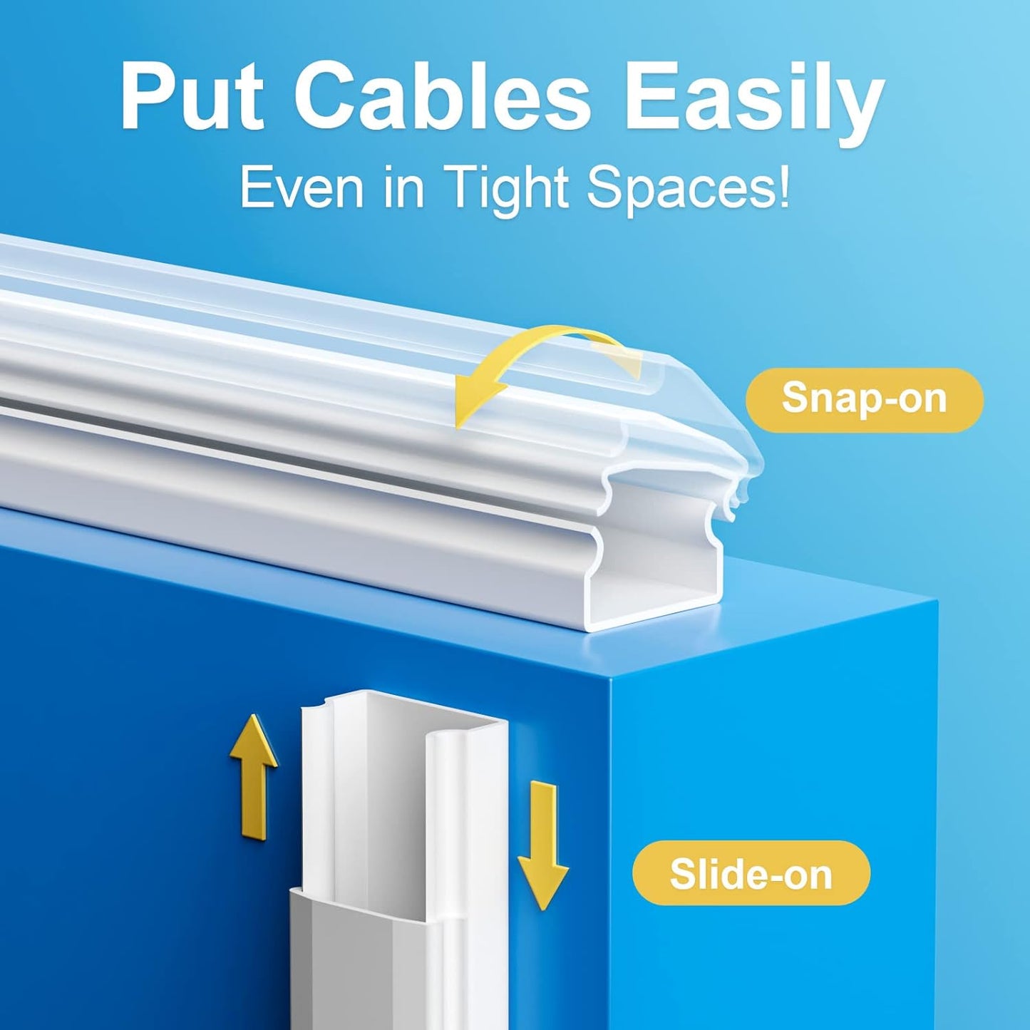 Yecaye Cord Cover | 42-Inch TV Cord Hider for Up to 4 Cords | White Cable Concealer