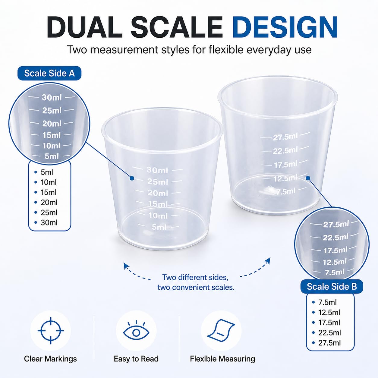 10pcs 30ml Plastic Liquid Measuring Cups Transparent Clear Plastic Graduated Kitchen Cooking Medicine Measure Tool