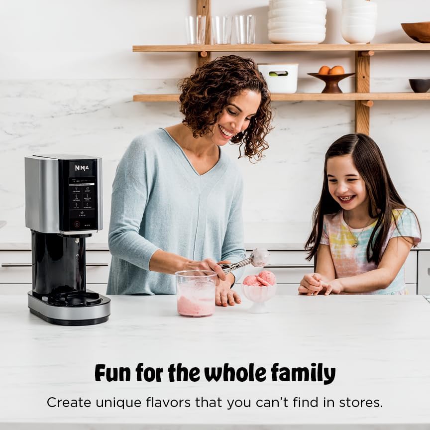 Ninja NC301 CREAMi Ice Cream Maker - Create Gelato, Milkshakes & Sorbet | 7 One-Touch Programs, Compact Size, Silver