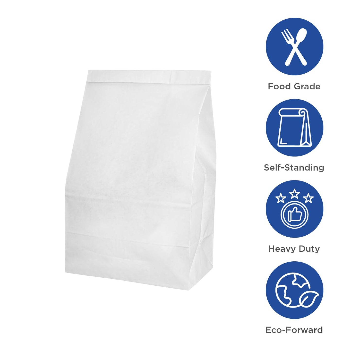 Karat 4lb Paper Lunch Bags - White, 2,000 Count - Versatile Paper Bags for Small Business, Snacks, Popcorns or Party Favor - Sturdy, Self-Standing, Reusable