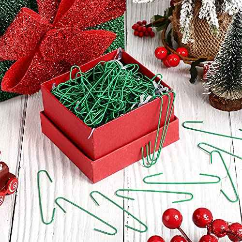 Hotop 100 Pieces Christmas Ornament Hooks Xmas Ornament Hangers 2.5 Inch Large Metal Wire Christmas Tree Decorating Hooks Green Christmas Ball Hanging Hangers for Christmas Party Decorations