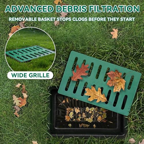 Jenoudar 21.6 x 13.9 x 15.7 Inch Catch Basin with Debris Filter Basket & Composite Grate