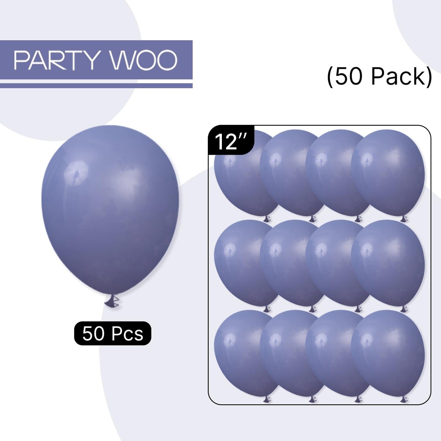 PartyWoo Dusty Blue Balloons 50pcs 12 Inch Navy Slate Blue Boho Neutral Latex Helium Balloons for Graduation Wedding Baby Shower Anniversary Bachelorette Retirement Birthday Party Decorations Blue-F15