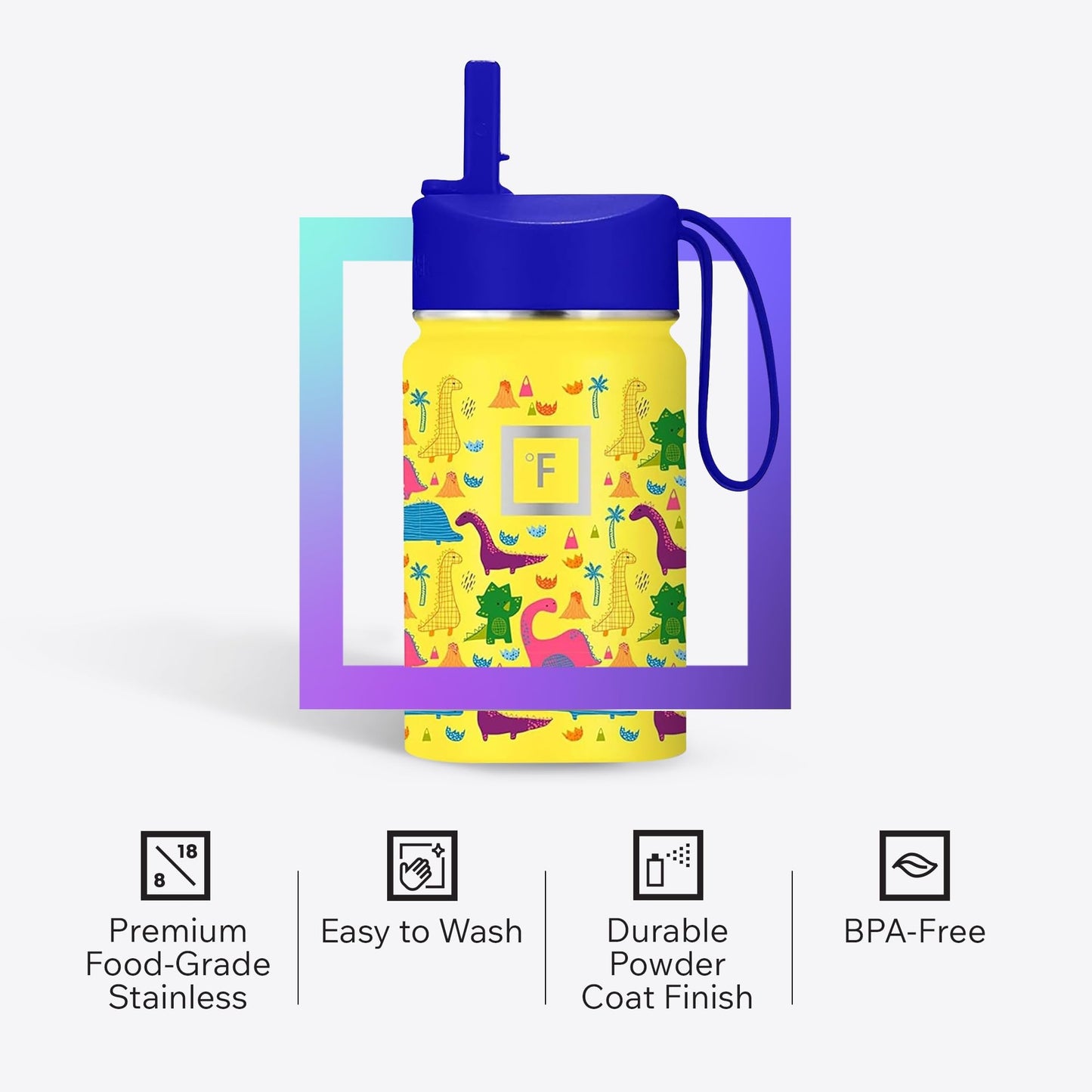 IRON °FLASK Kids Water Bottle - Straw Lid, 20 Name Stickers, Vacuum Insulated Stainless Steel, Double Walled Tumbler Travel Cup, Mug - Space Heroes, 18 Oz