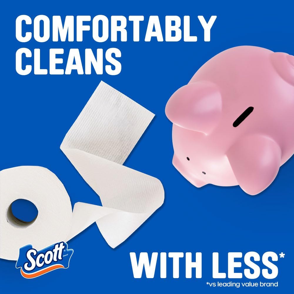 Scott ComfortPlus Toilet Paper - 48 Triple Rolls | 231 Sheets Per Roll | Septic-Safe 1-Ply Tissue