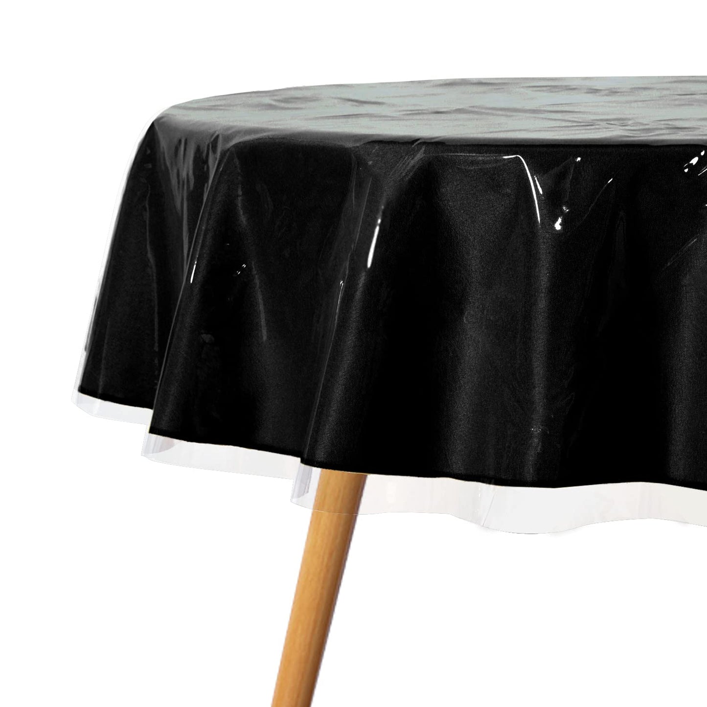 sancua Clear Plastic 100% Waterproof Round Tablecloth - 54 Inch - Vinyl PVC Table Cloth Protector Oil Spill Proof Wipe Clean Table Cover for Dining Tables, Parties & Camping, Crystal Clear