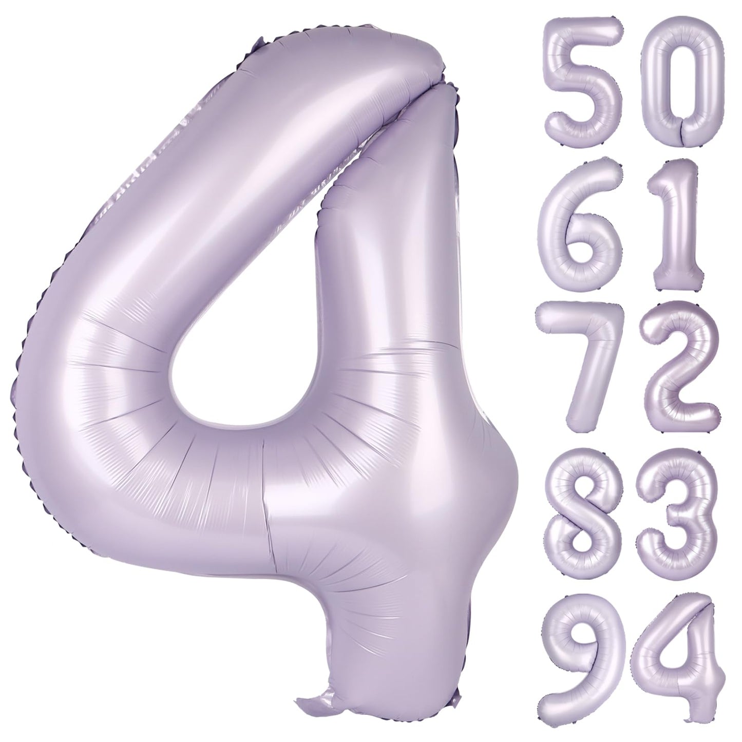 Lilac 4 Balloon, Number Balloons 40 Inch, Lavender 4th Birthday Decorations for Girls Four Large Numbers for Party Decor, Number 4 Balloon