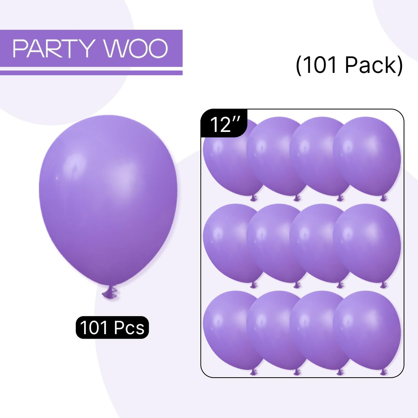 PartyWoo Purple Balloons 101pcs 12 Inch Purple Latex Balloons for Birthday Baby Shower Anniversary Engagement Wedding Princess Bachelorette Bridal Shower Butterfly Party Decorations Purple-Y15