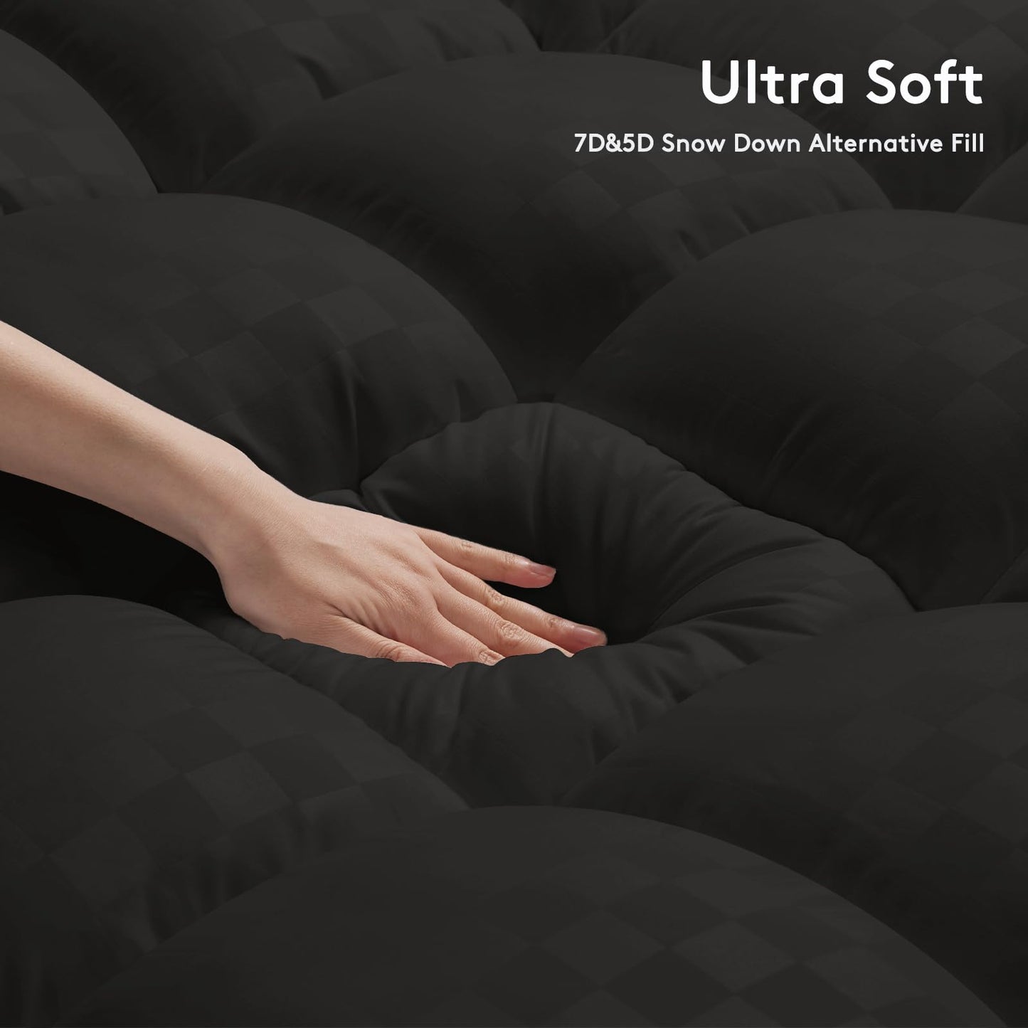 SameBed Mattress Topper Twin,Extra Thick Mattress Pad Cover for Back Pain,Cooling Mattress Protector with 8-21 Inch Deep Pocket,Overfilled Down Alternative Filling,Black