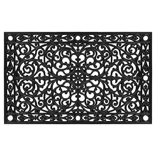 Gatsby Rubber Doormat 30x48 Inches - Heavy-Duty Non-Slip Indoor Outdoor Mat with Scroll Design - Variation of Doormat 2'6" x 4'