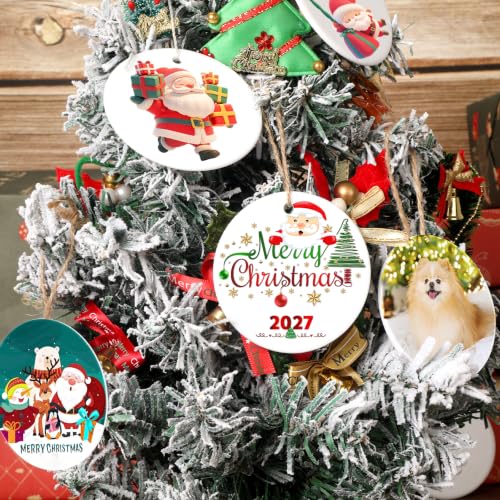 White 60 pcs Sublimation Ceramic Ornaments 3 Inch Round Holiday Decor