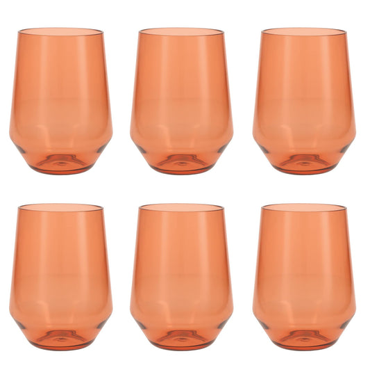 Fortessa Sole Outdoor Shatter Resistant BPA Free Premium Copolyester Plastic Drinkware 6 Pack, Sage Green, Stemless Wine Glass