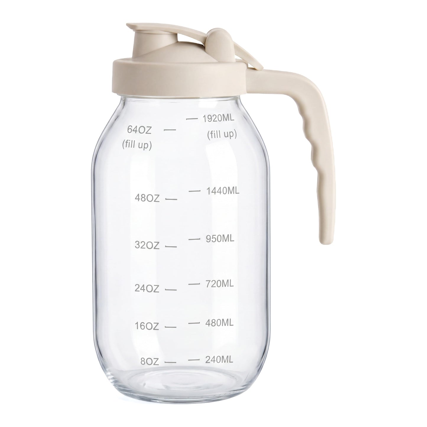YORY 2 Quart Glass Pitcher with Filter Lid Airtight Cold Water Jug for Lemonade Tea Juice Milk Iced Coffee Fruit Drinks Airtight,64 oz