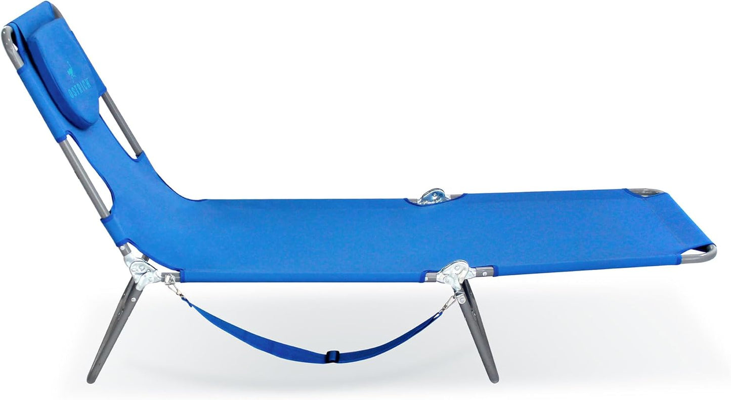 Ostrich Original Chaise Lounge - 72 x 22 Inch Portable Reclining Chair for Beach, Patio & Pool - Ocean Blue