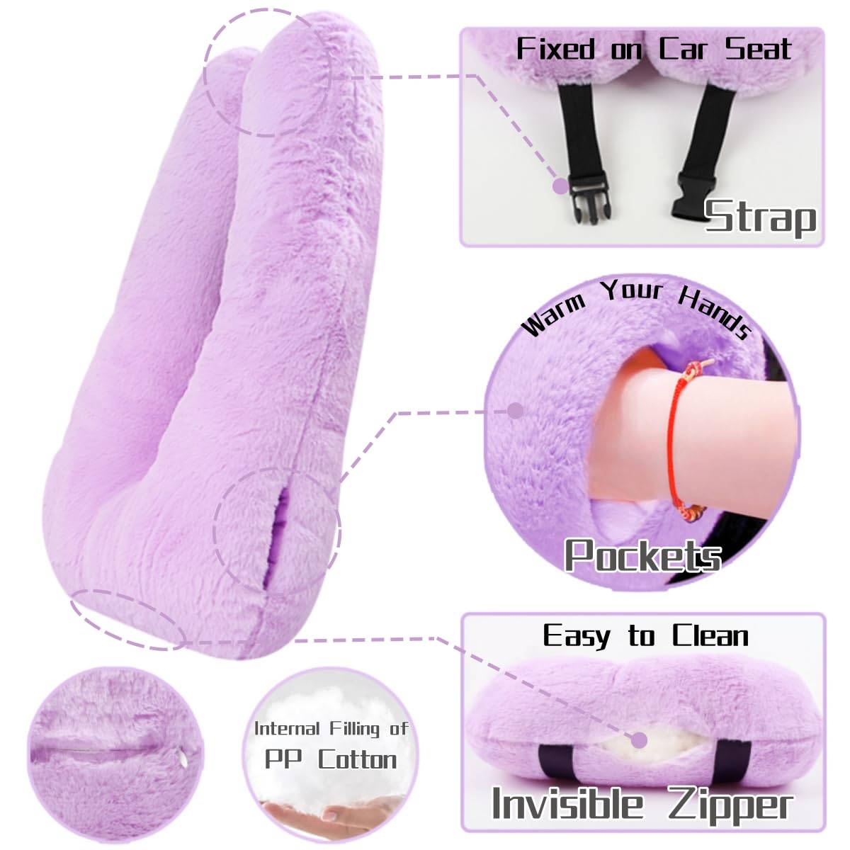 Sexysamba Travel Pillow with Sleep Mask Set Car Pillow Kids Travel Pillow for Sleeping U Shaped Car Seat Pillow Head Neck Body Support for Kids and Adults Road Trip Accessories,Purple