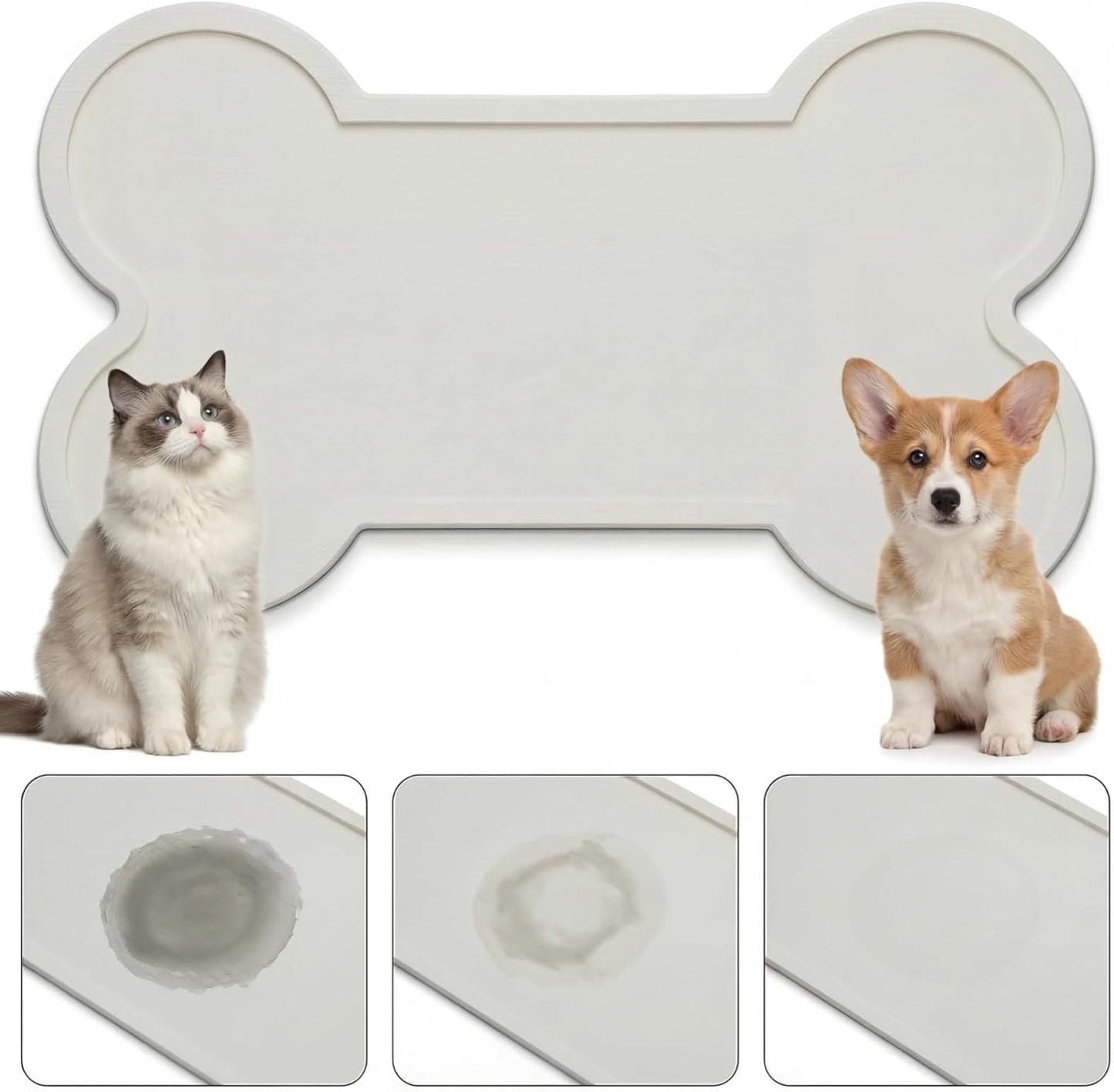**Stone Dry Mat | 16" x 10" Diatomaceous Earth Pet Feeding Mat - Quick Drying, Non-Slip, Waterproof for Cats & Dogs**