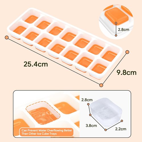 Airabc Silicone Ice Cube Trays - Easy-Release 14-Cube Design | BPA-Free & Stackable with Removable Lid