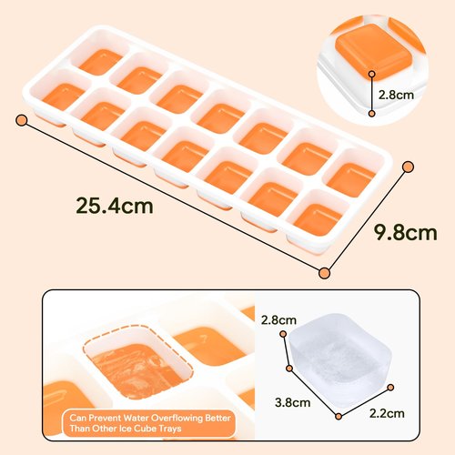 Ice Cube Trays 4 Pack, Airabc Silicone Ice Cube Trays with Removable Lid, Easy-Release Flexible 14-cube Ice Trays, LFGB Certified and BPA Free, Stackable Ice Trays with Covers for Cocktail, Freezer