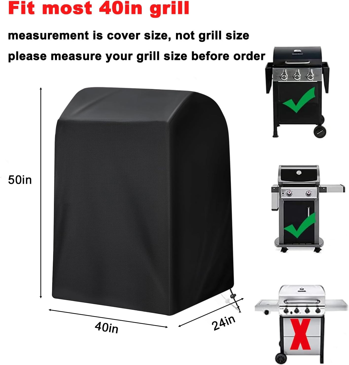 Nexgrill Heavy Duty BBQ Grill Cover - 40-Inch Waterproof & UV Resistant for Outdoor Grills