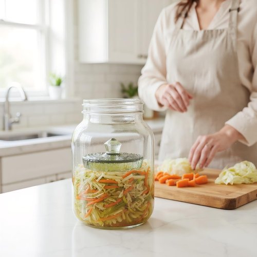 Fermentation Weights for Large Wide Mouth Pickling Canning Jars (3.5 Inch/90mm+), Heavy Duty to Keep Veggies Submerged, Easy Grip Grooved Handle, Lead-Free for Sauerkraut Kimchi Pickling, Pack of 1