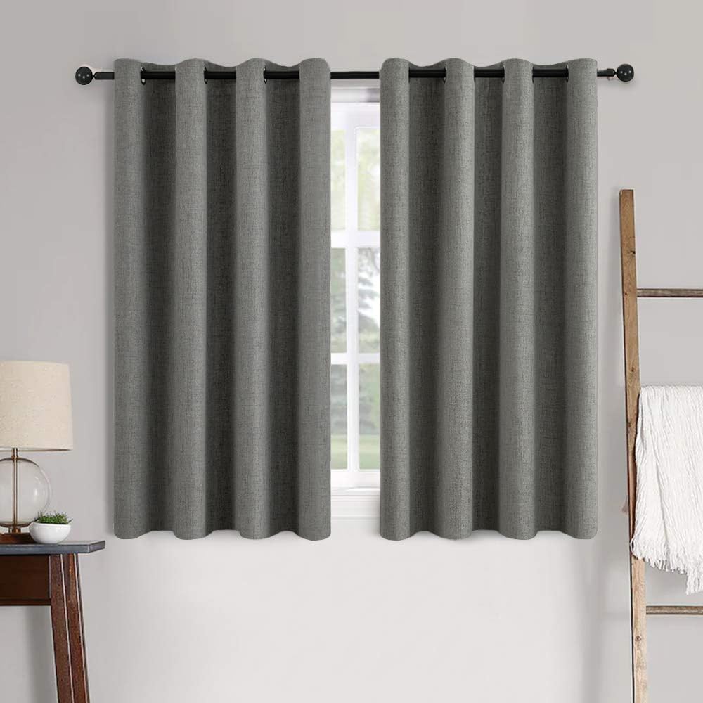 MIULEE Blackout Curtains - 100% Thermal Insulated Dark Grey Drapes for Bedroom & Living Room | 52x45 Inch (2 Panels)