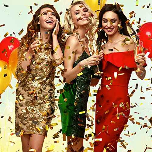 Sumind 200 Grams Gold Silver Large Metallic Confetti Rose Glitter Throwable Table Scatter Foil Confetti for Christmas Birthday Party Baby Shower Graduation Wedding Celebrations(Gold)