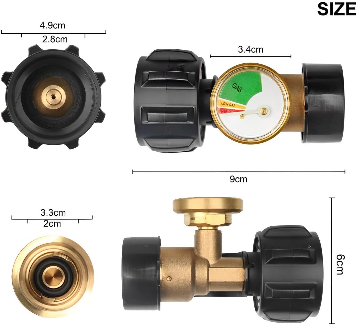Ninyoon Propane Tank Gauge - Universal QCC1 Level Indicator for 5-100 lb Tanks | Leak Detector for BBQ & RV