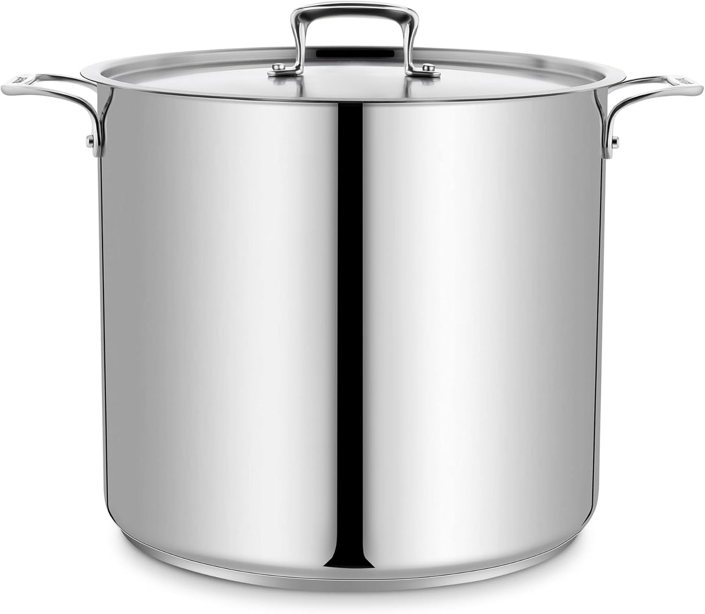 Stainless Steel Stockpot - 24 Quart Durable 18/8 Steel with Impact-Bonded Base & Riveted Handles