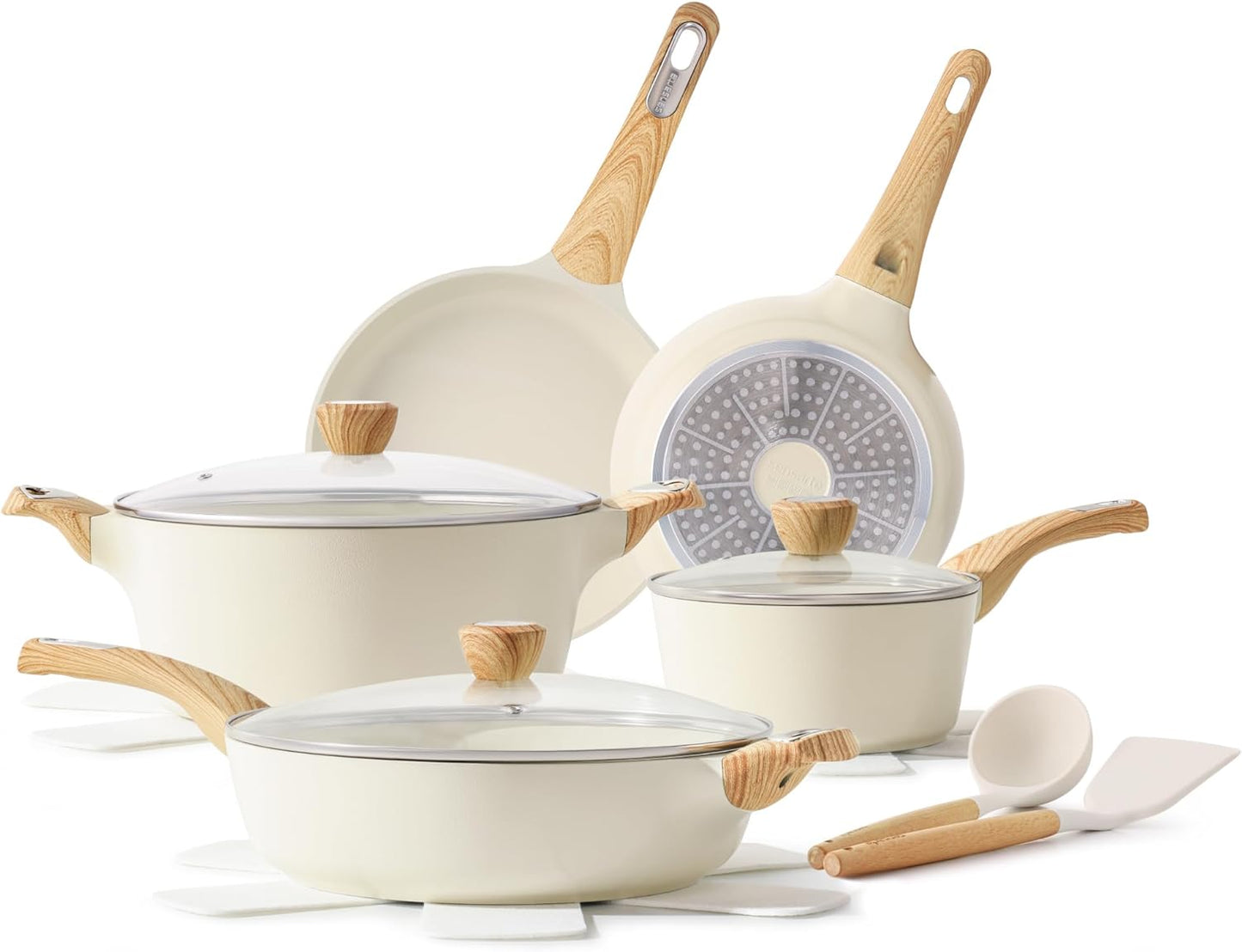 SENSARTE 14-Piece Ceramic Cookware Set | Non-Stick Induction Pots & Pans | Healthy & Non-Toxic