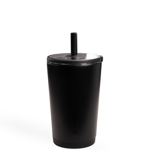 HydroJug Everyday Tumbler 14 oz – Ceramic-Lined Insulated Tumbler with Straw and Soft-Touch Lid, Cup Holder Friendly, Double-Wall Vacuum Insulation, Reusable Travel Cup – Black