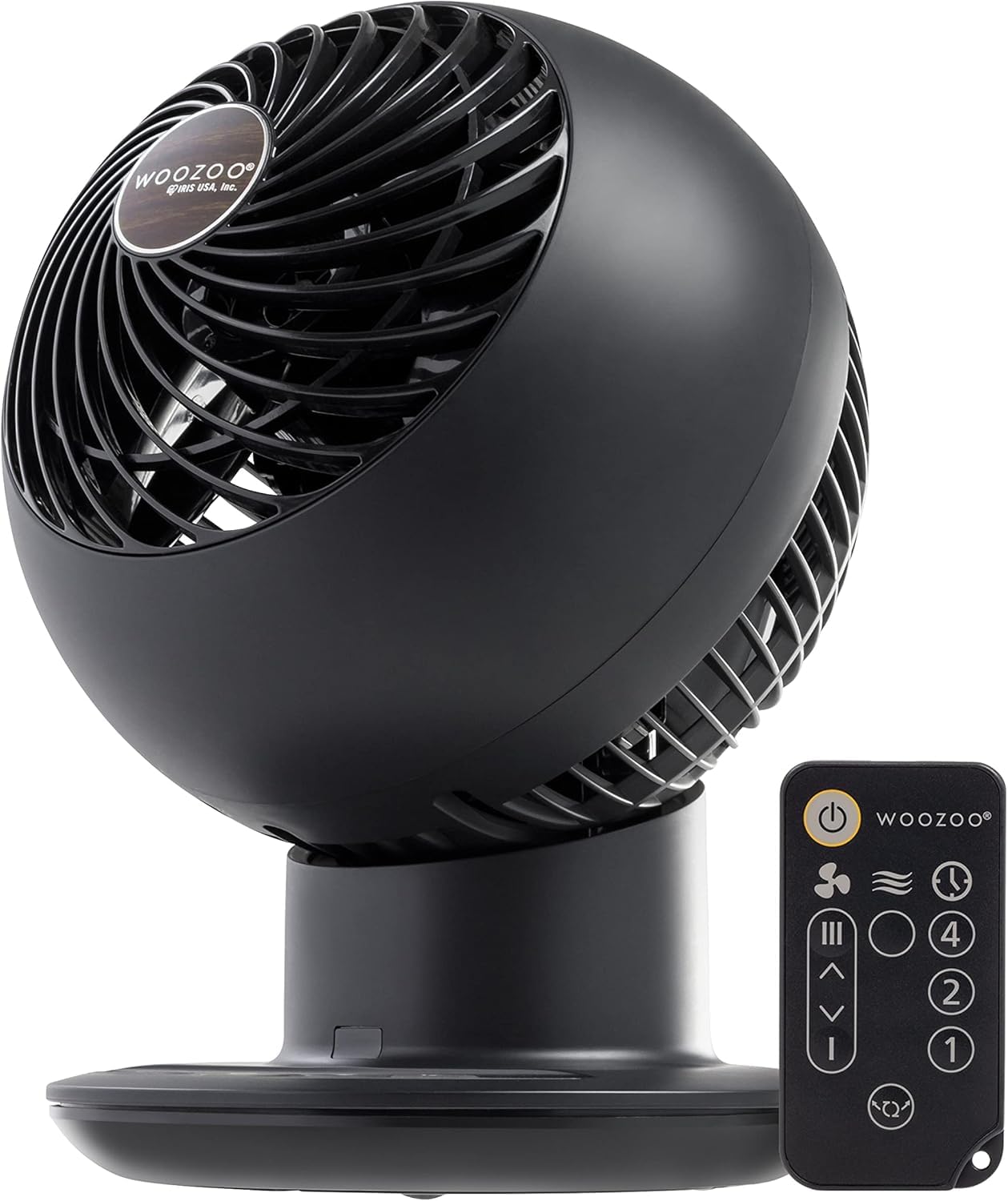 IRIS USA WOOZOO Air Circulator Fan with Remote, Oscillation, 5 Speeds, 82ft Max Air Distance, 90° Adjustable Tilt, 30db Quiet Motor, Small Fan for Bedroom, Office, Dorm, Black