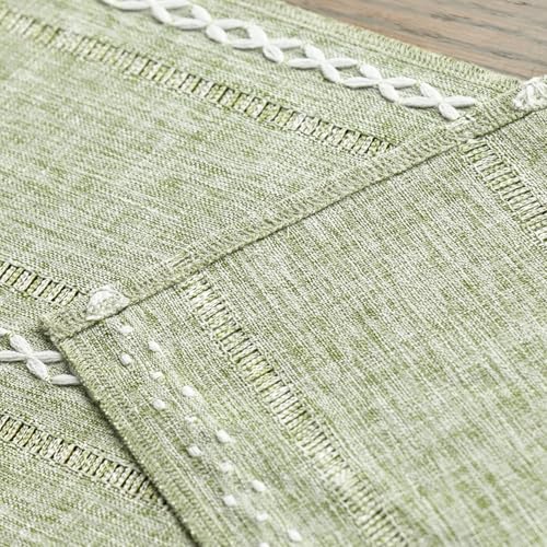 Artoid Mode Sage Green Rustic Cotton Linen Table Runner 13x90 Inch for Dining & Home Decor