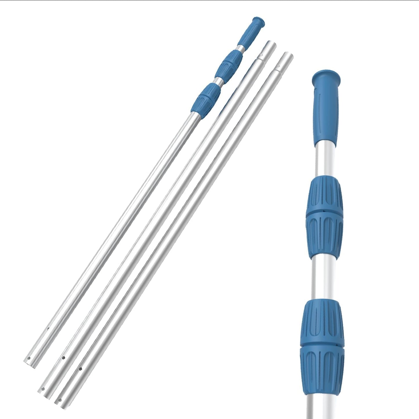 KEMANO 15ft Telescopic Swimming Pool Pole - Heavy Duty Aluminum, Adjustable, Anti-Slip Grip