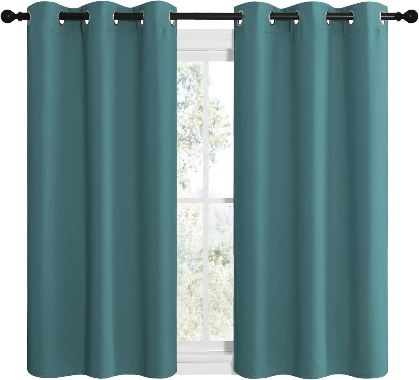 NICETOWN Blackout Curtains - Thermal Insulated Grommet Drapes for Dining Room | Sea Teal, 42x50-Inch Pair