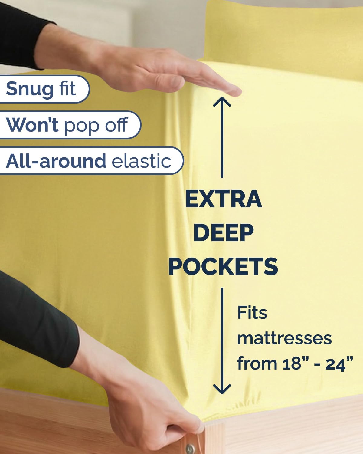 Skiennix Extra Deep Twin XL Sheet Set | 4-Piece Breathable Cooling Bedding - Soft, Wrinkle-Free Yellow