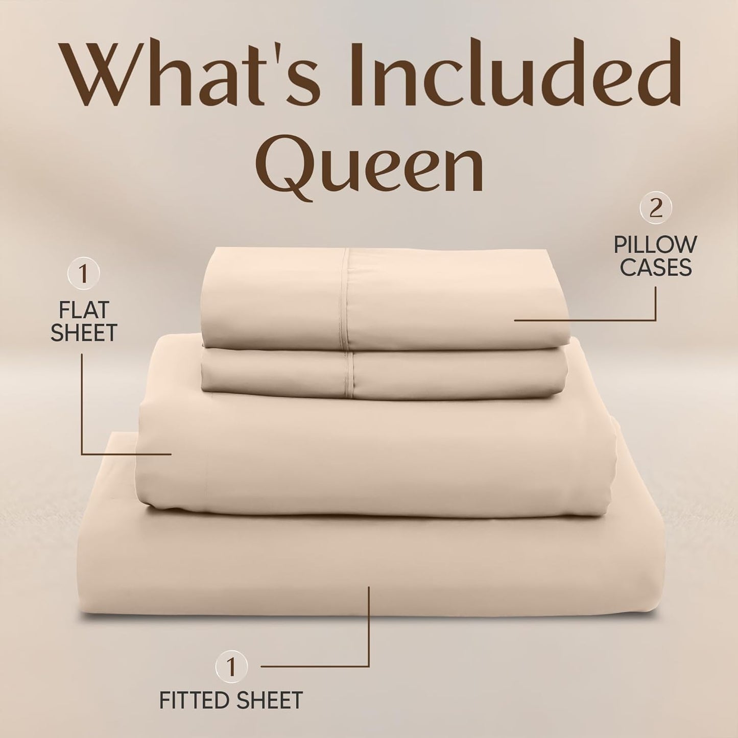 Utopia Bedding Queen Size Sheet Set - Soft & Breathable 4-Piece Microfiber Bed Sheets | Oeko-Tex Certified (Beige)