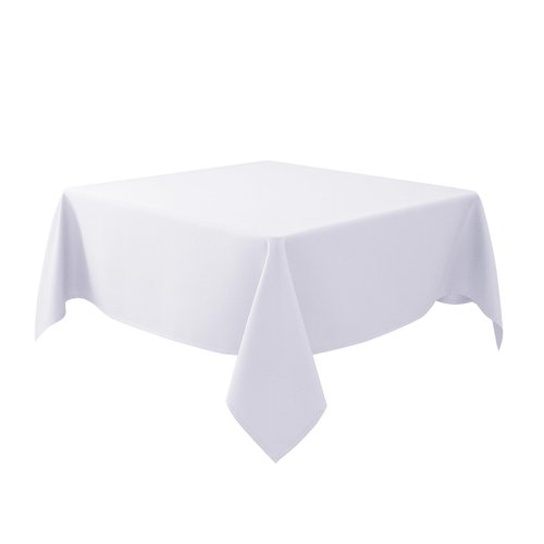 Biscaynebay Textured Fabric Square Tablecloths 90x90 Inches, White Water Resistant Card Table Cloth Folding Table Cover for Dining, Kitchen, Wedding and Parties etc. Machine Washable