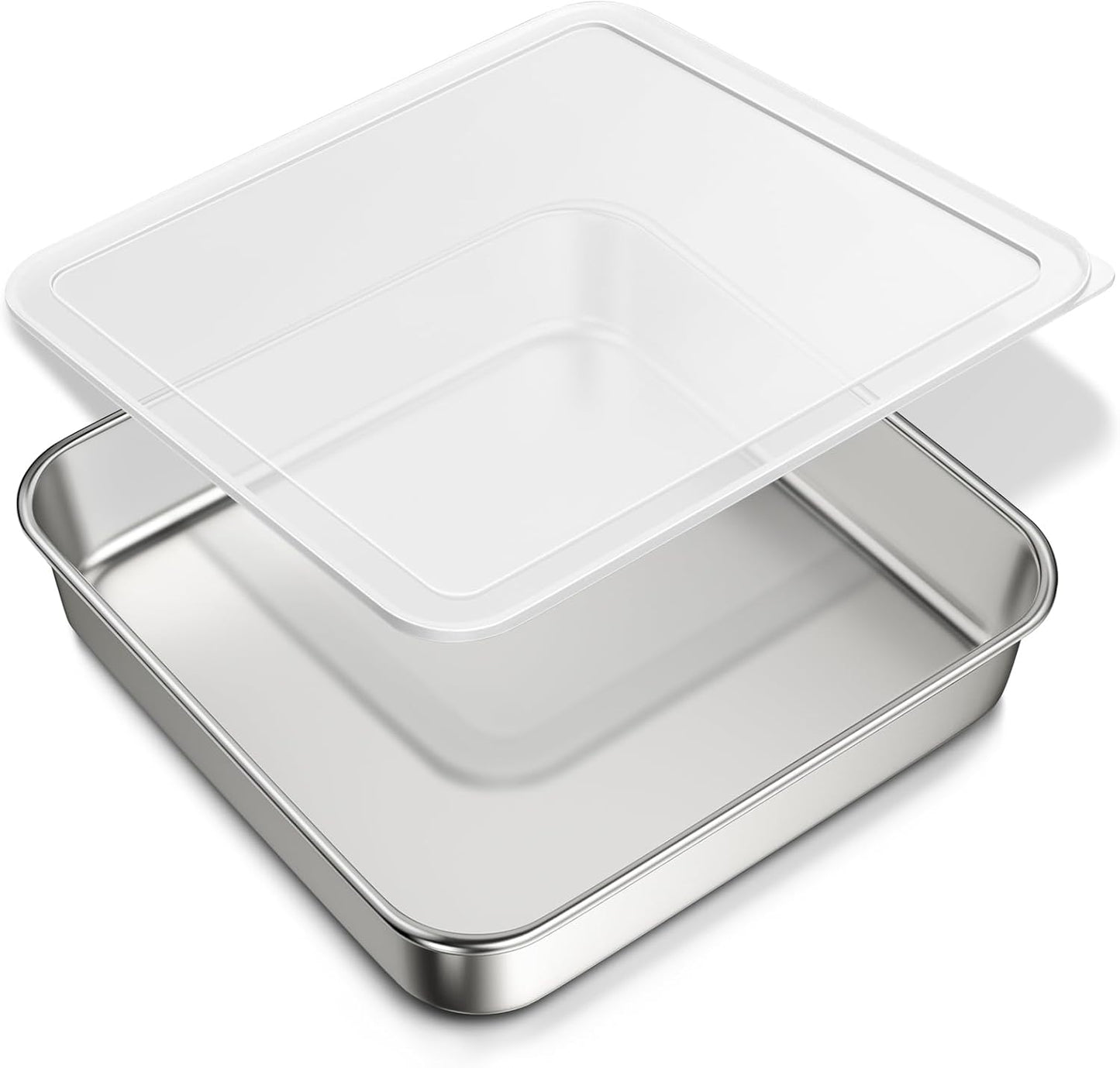 Regine Switzerland 8 x 8-Inch Stainless Steel Baking Pan - Heavy-Duty, Non-Toxic & Dishwasher Safe Bakeware for Cakes, Brownies & Casseroles