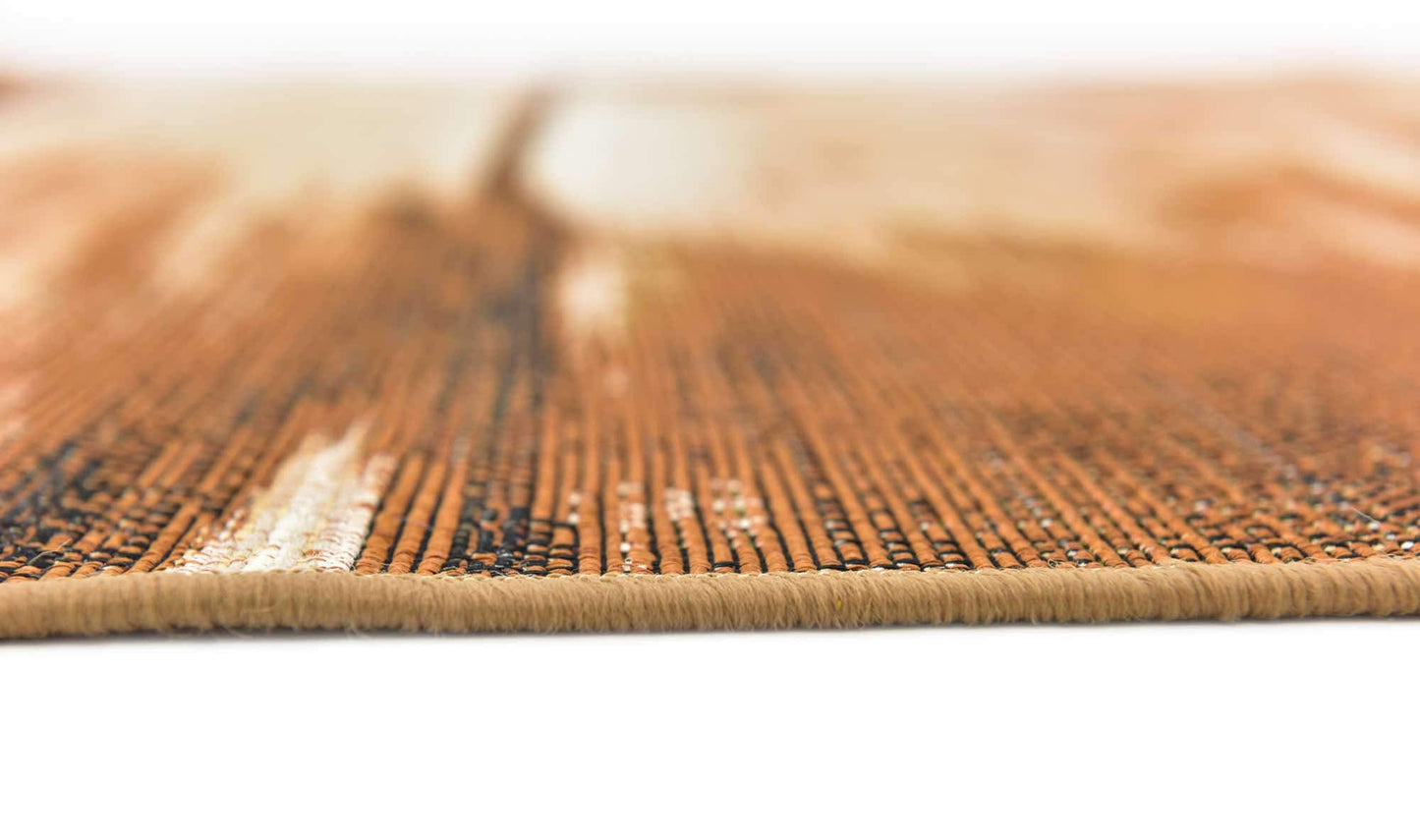 Unique Loom Outdoor Modern Collection Area Rug - Shore (5' 4" Square, Brown/ Beige)