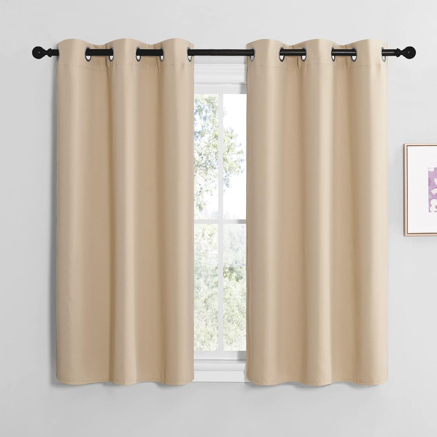 NICETOWN Room Darkening Curtains - Thermal Insulated Grommet Draperies for Bedroom | Biscotti Beige, 2 Panels (W42 x L48)
