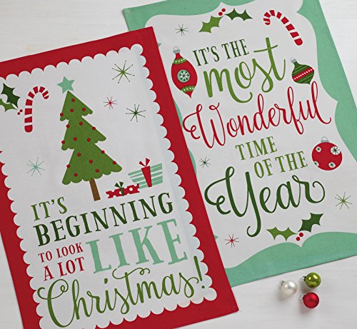 DII Holiday Kitchen Towel Set 18x28 Inches, Christmas Sayings, Pack of 2