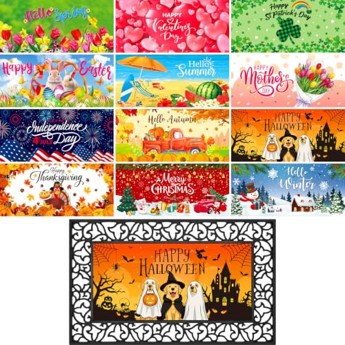 Klyyo Clyro 12-Piece Seasonal Doormat Insert Set for Holidays & All Seasons