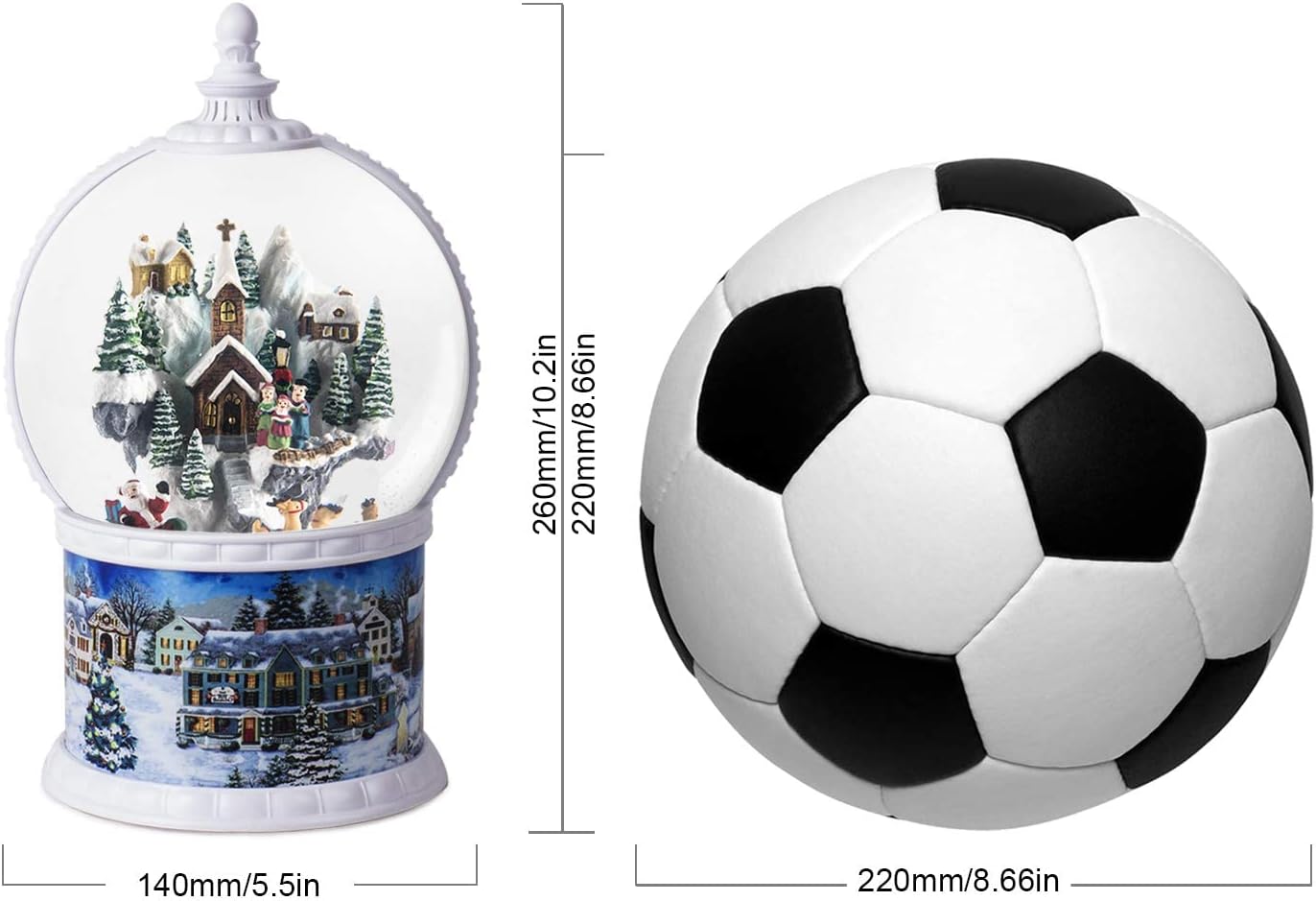 Skiennix Large Christmas Snow Globe - Rotating Santa Train Scene | 10.2-Inch Music Box with 8 Melodies & Timer