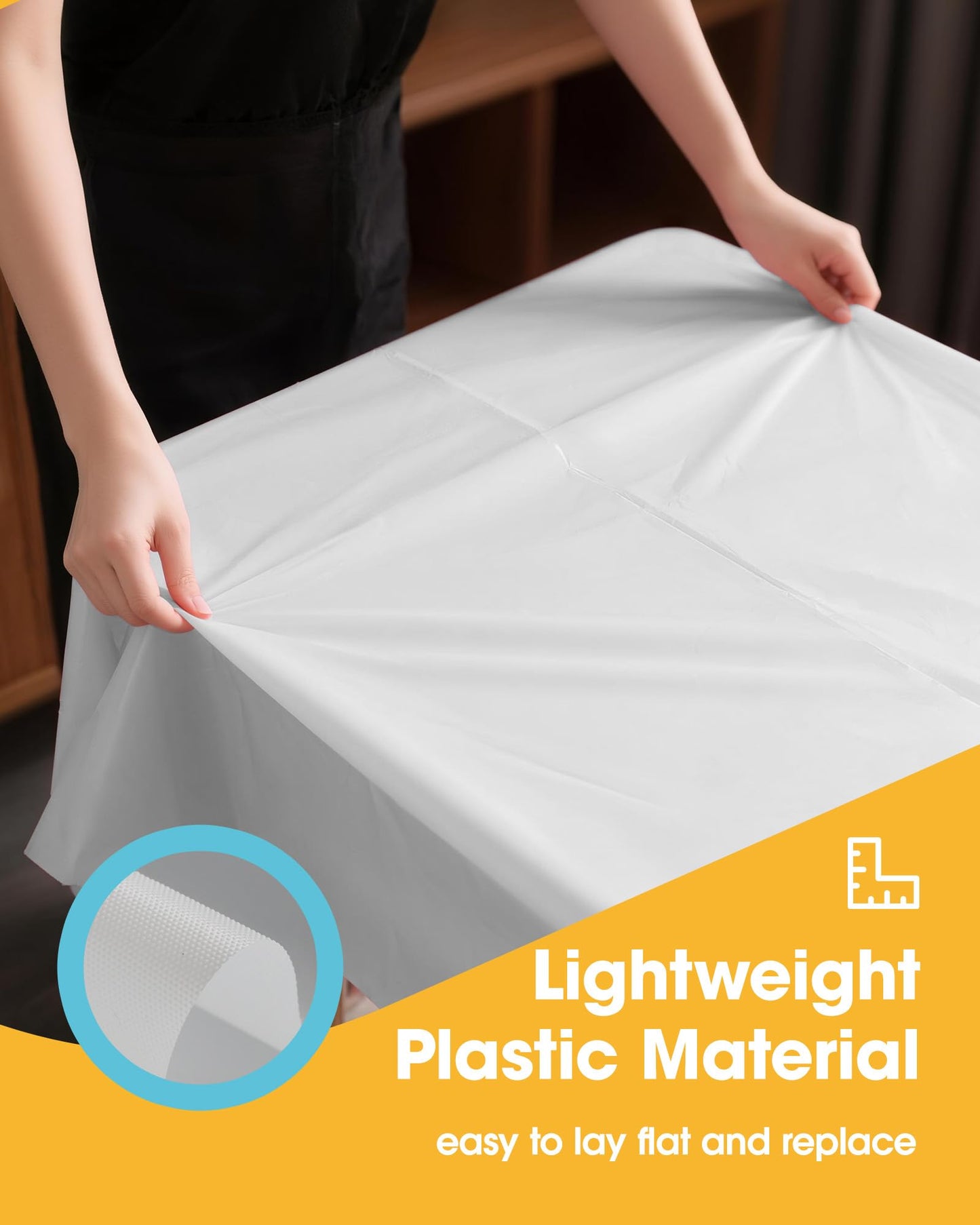 Niuara White Plastic Table Cloth - 24 Pack 54" × 108" Rectangle Disposable Tablecloths for 6FT Tables, Waterproof Table Cover for Party, Holiday & Gathering Use