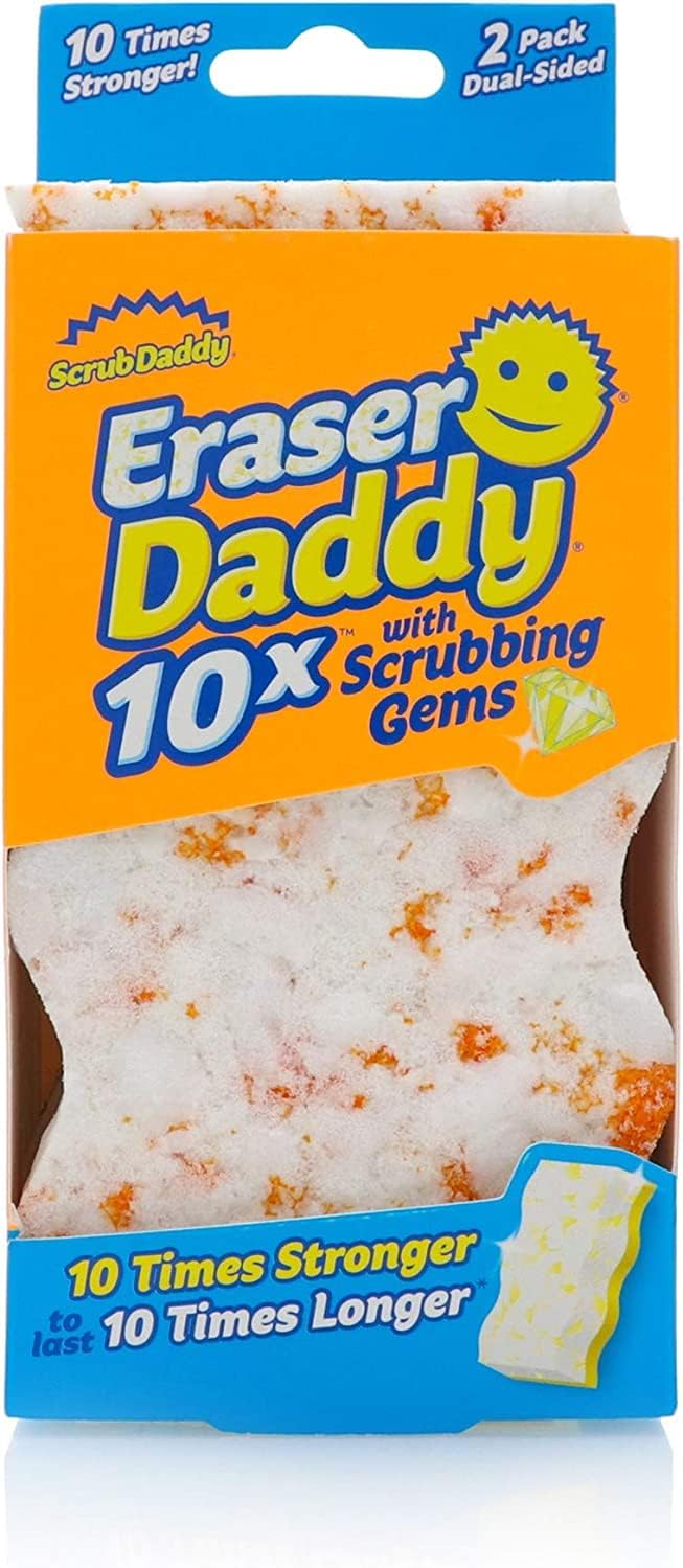 Scrub Daddy Eraser Sponge - 10X More Durable with Scrubbing Gems - Effortlessly Removes Dirt & Stains (2 Pack)